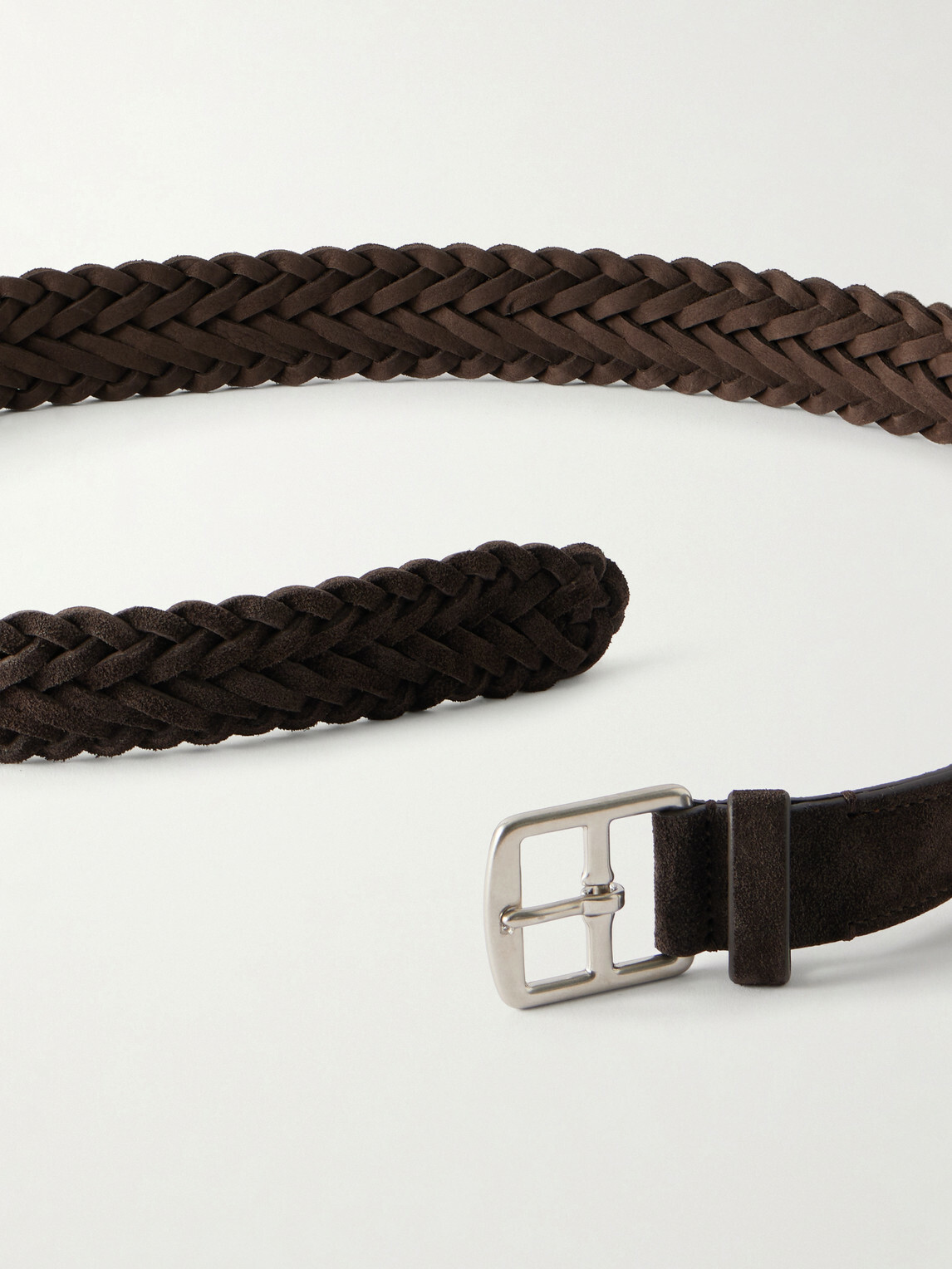 Officine Creative - 3cm Woven Suede Belt - Brown