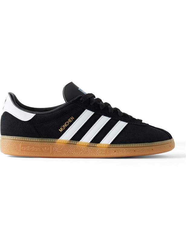 Photo: ADIDAS ORIGINALS - Munchen Leather-Trimmed Suede Sneakers - Black