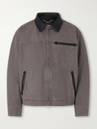 FrizmWORKS - Distressed Leather-Trimmed Cotton-Canvas Jacket - Brown