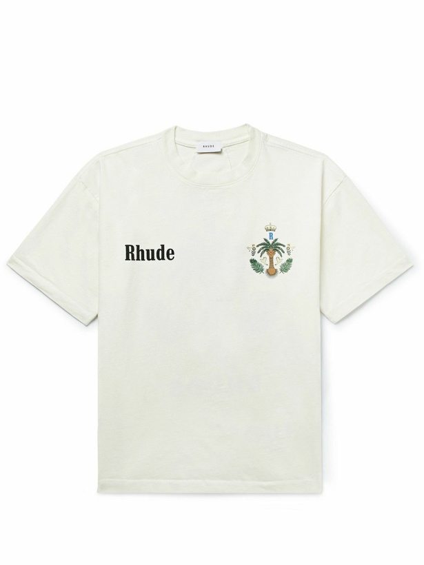 Photo: Rhude - Las Palmas Logo-Print Cotton-Jersey T-Shirt - Neutrals