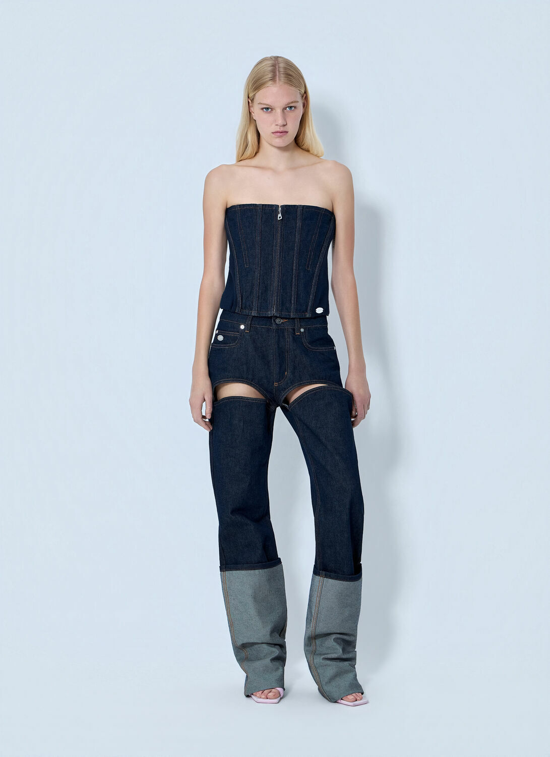 Jean Paul Gaultier Cut Out Wide Leg Jeans