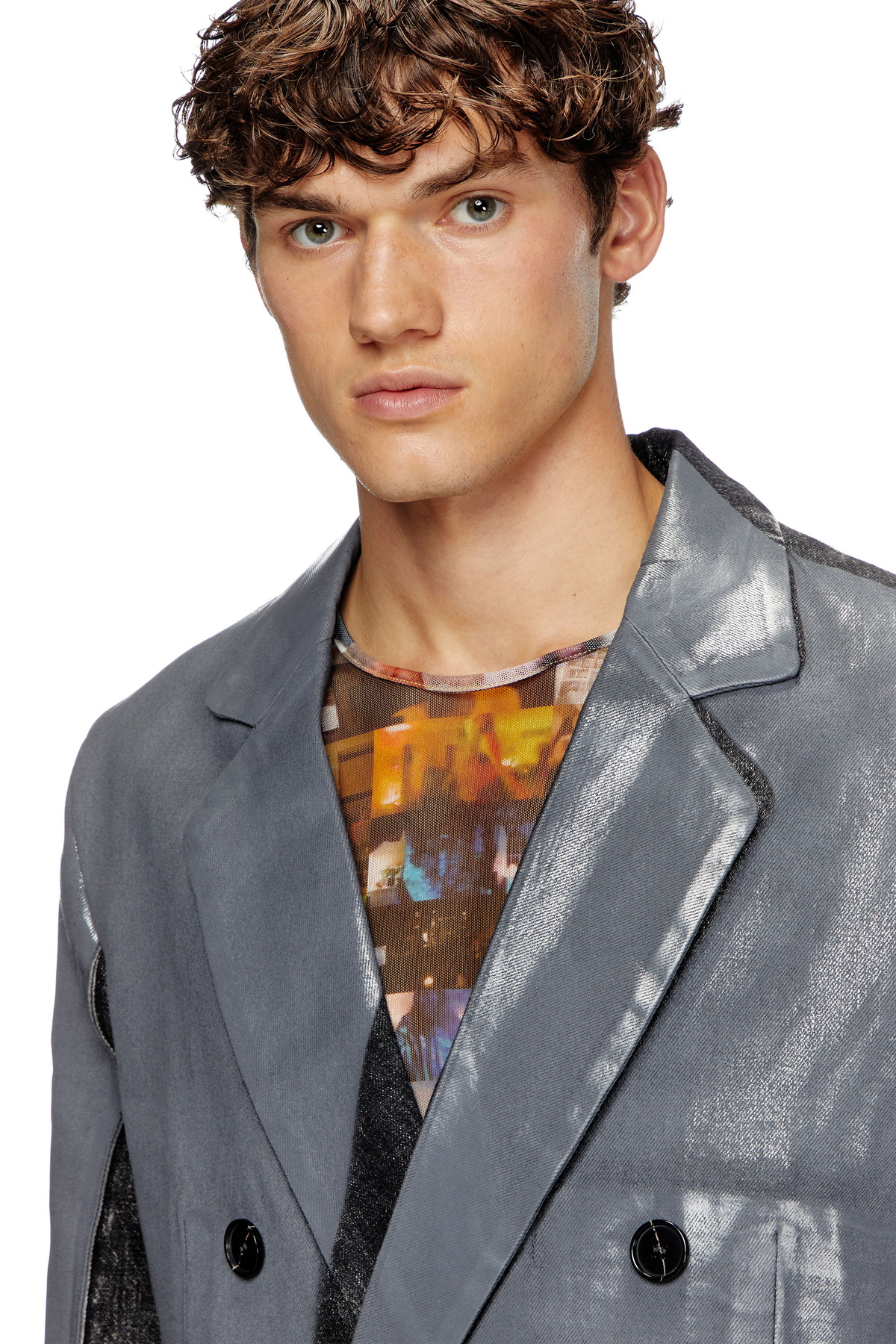 Diesel Denim blazer with half coating - Denim Jackets Mens in 