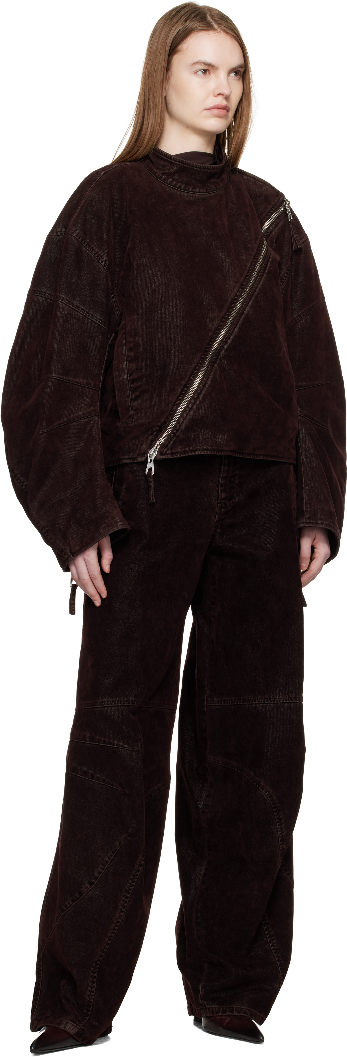 Jean Paul Gaultier Brown Minimal Moto Jacket