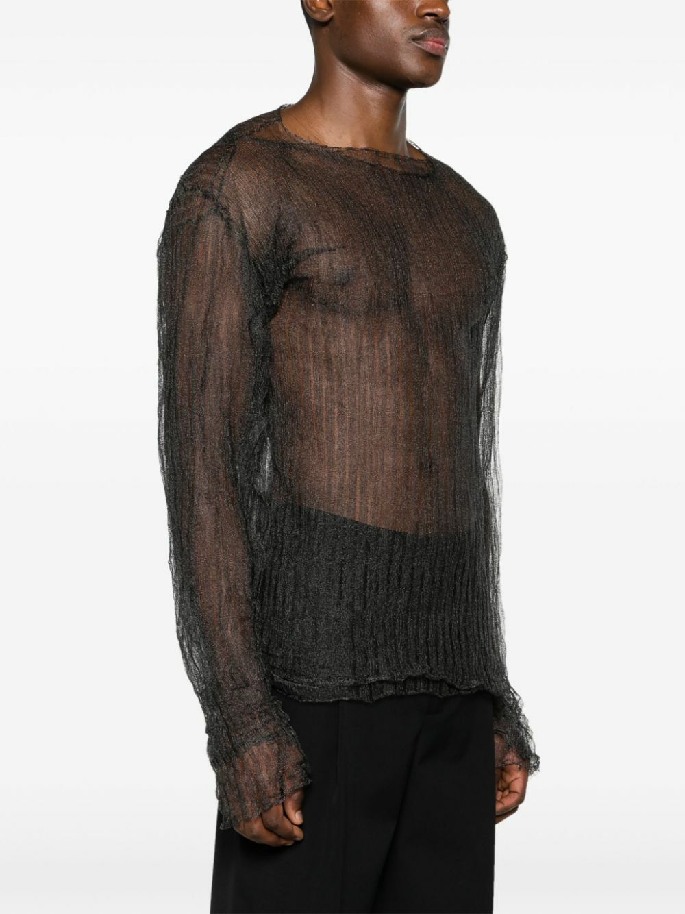 MLGA Black Open-Knit Sheer Sweater