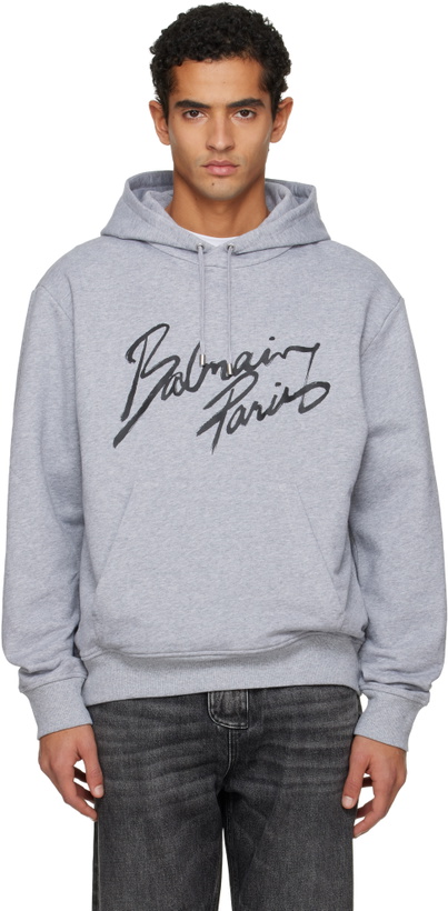 Photo: Balmain Gray 'Balmain Paris' Hoodie
