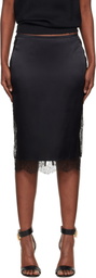 TOM FORD Black Knee-Length Lace Inserts Midi Skirt