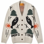 Timberland x Nina Chanel Abney Intarsia Cardigan in White Smoke