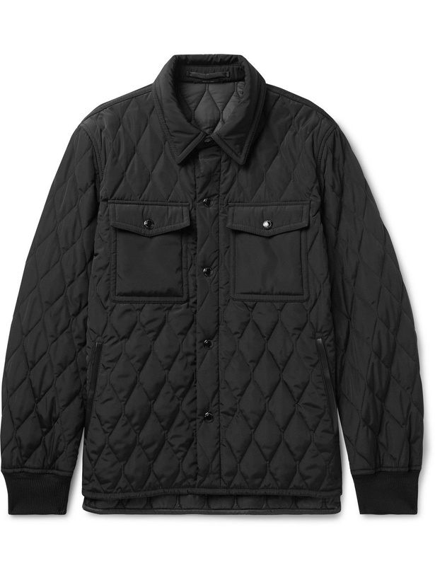 Photo: TOM FORD - Leather-Trimmed Quilted Shell Jacket - Black