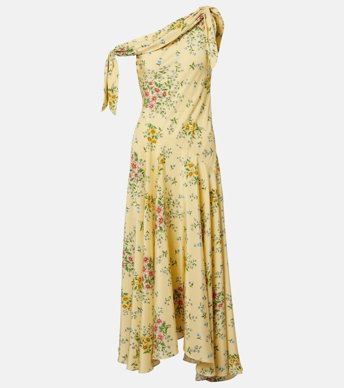 Rodarte Asymmetric floral silk midi dress