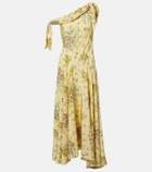 Rodarte Asymmetric floral silk midi dress