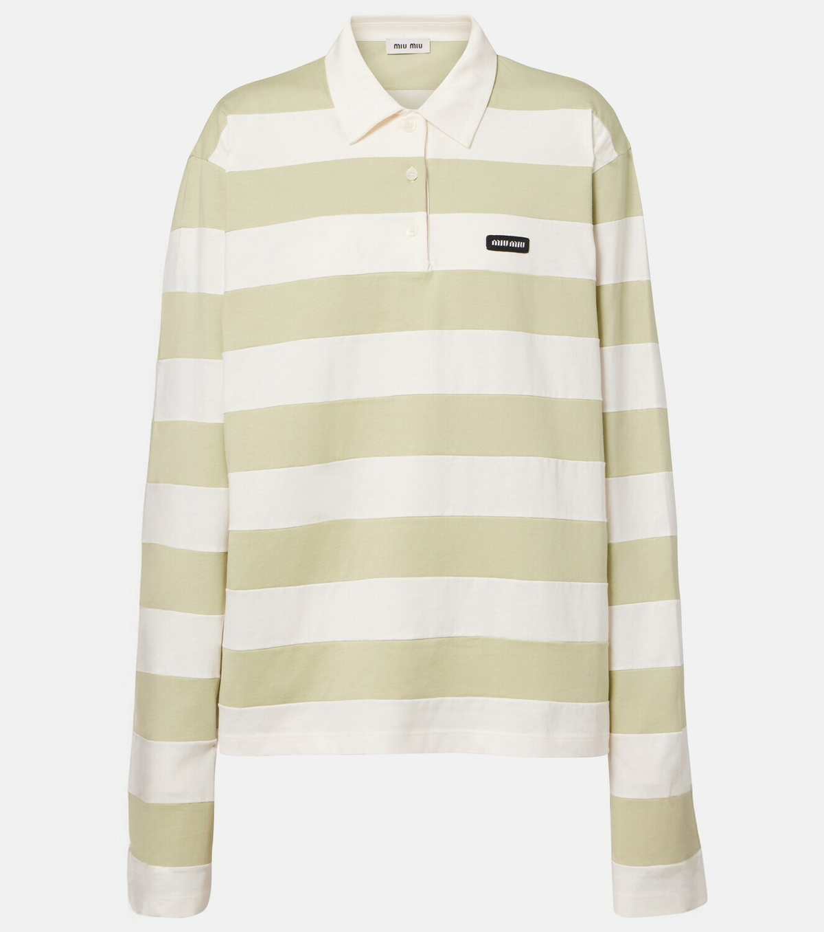 Miu Miu Striped cotton jersey polo shirt