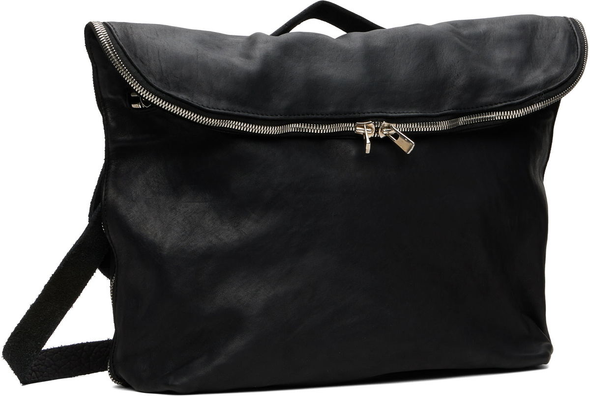 Guidi Black Leather Messenger Bag