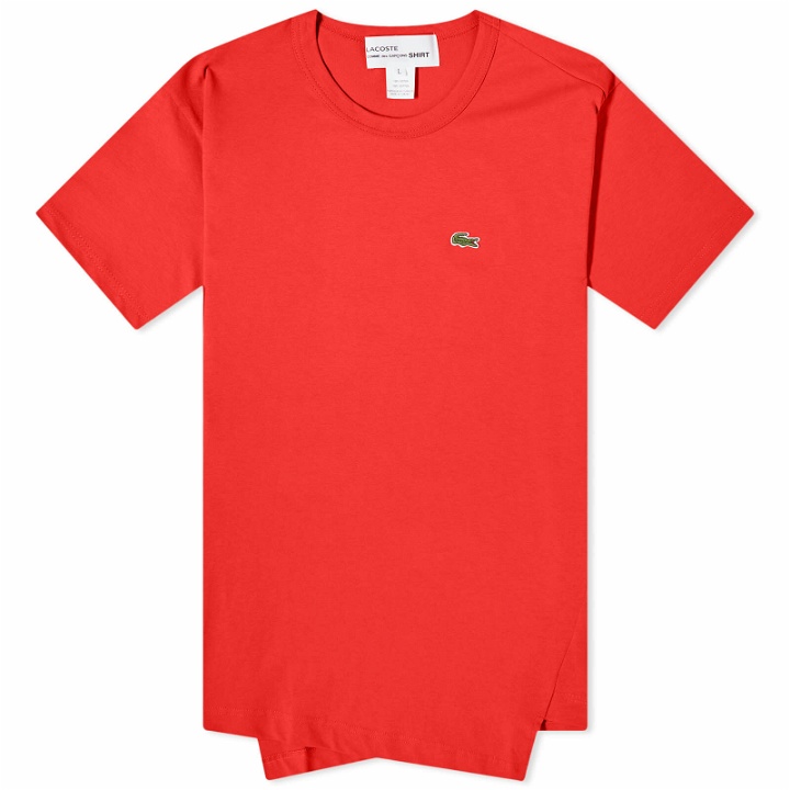 Photo: Comme des Garçons SHIRT Men's x Lacoste Asymmetric T-Shirt in Red