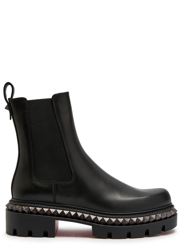 Photo: Christian Louboutin Emilia Pyraclou Embellished Leather Chelsea Boots Black