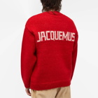 Jacquemus Men's Pavane Logo Crew Knit in Red