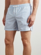 Thom Sweeney - Straight-Leg Mid-Length Striped Swim Shorts - Blue