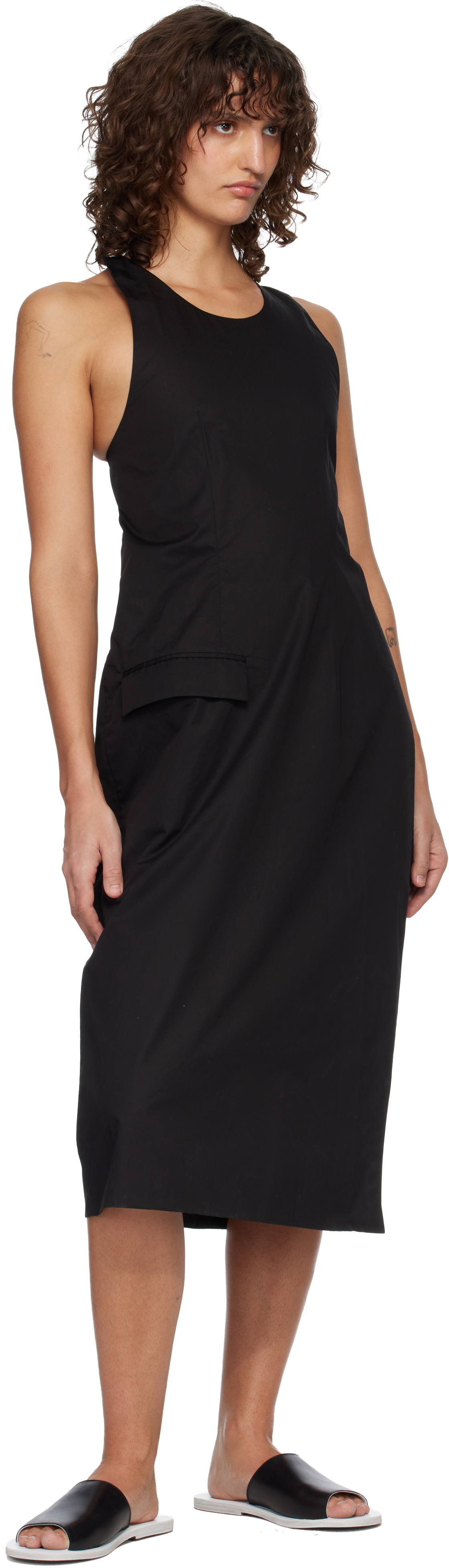 Rier Black Suit Apron Midi Dress