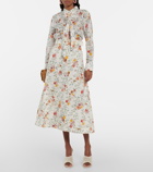 Zimmermann - Belted floral linen midi skirt