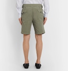 Rubinacci - Manny Garment-Dyed Pleated Cotton-Twill Shorts - Green