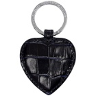 Smythson Navy Mara Heart Keychain