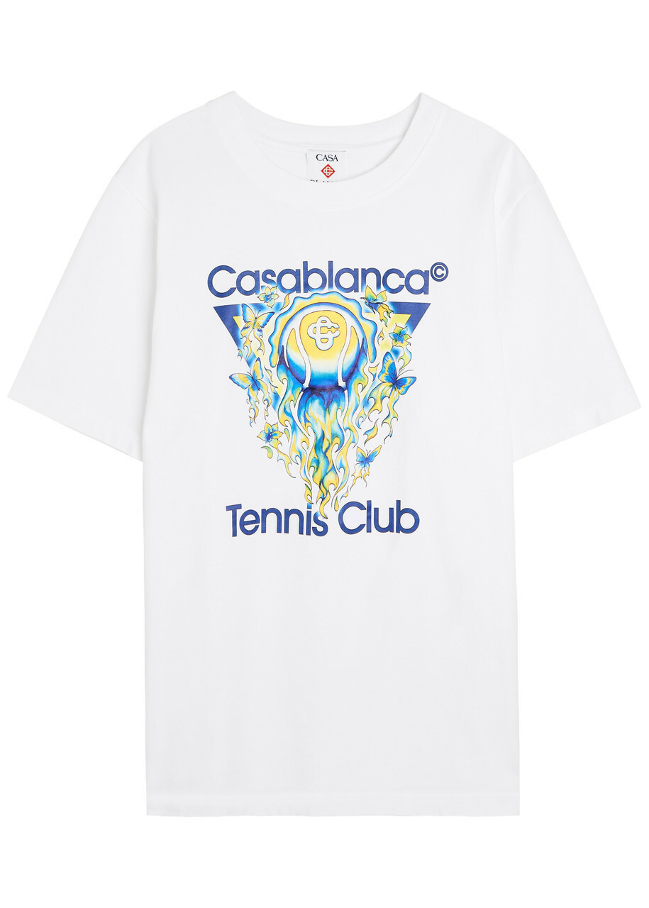 Casablanca Tennis Club Icon Printed Cotton T-shirt White