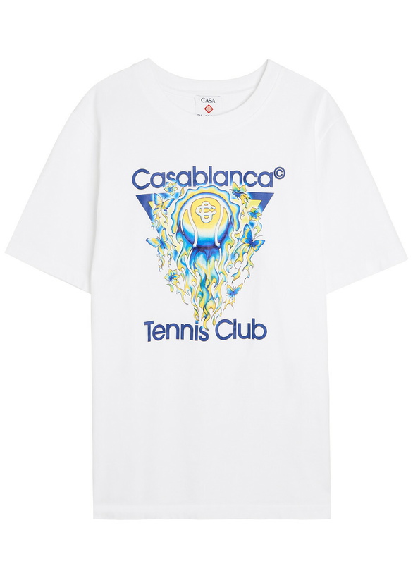 Photo: Casablanca Tennis Club Icon Printed Cotton T-shirt White