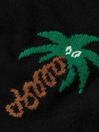 Palm Angels - Sketchy Palm Tree Intarsia-Knit Sweater - Black