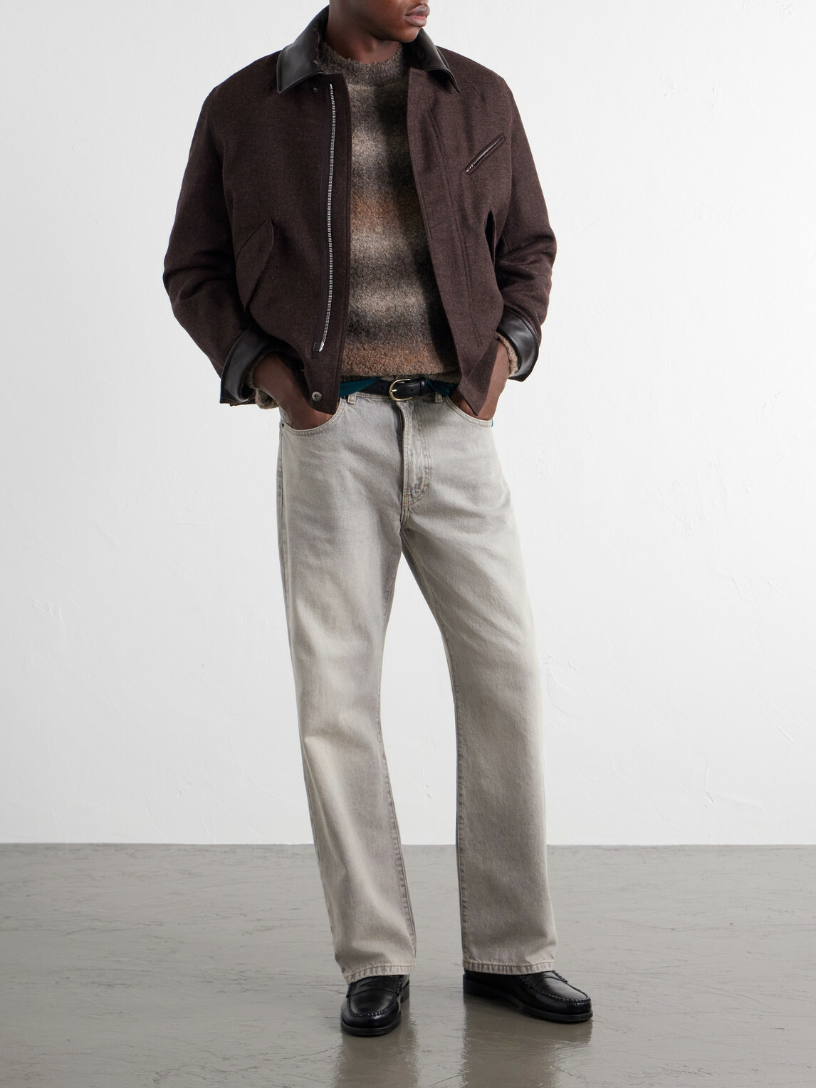 FrizmWORKS - Striped Bouclé Sweater - Brown