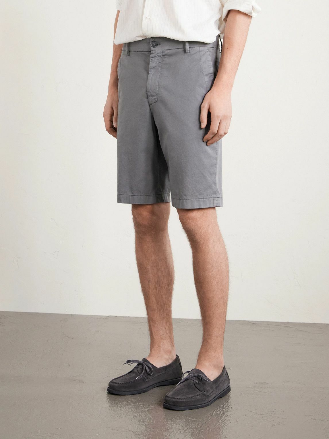 Canali - Straight-Leg Stretch Cotton-Blend Shorts - Gray