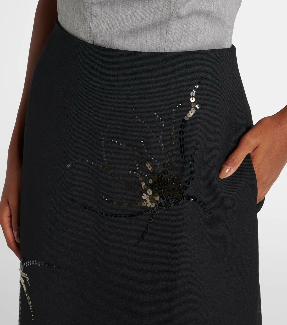 Jacques Wei Sequined wool pencil skirt