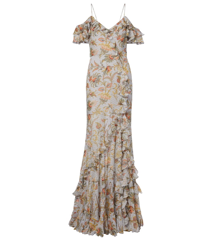 Photo: Etro Floral polka-dot ruffled silk-blend maxi dress