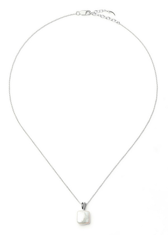 Photo: Missoma Pearl Baya Square Pendant Silver-plated Necklace - One Size