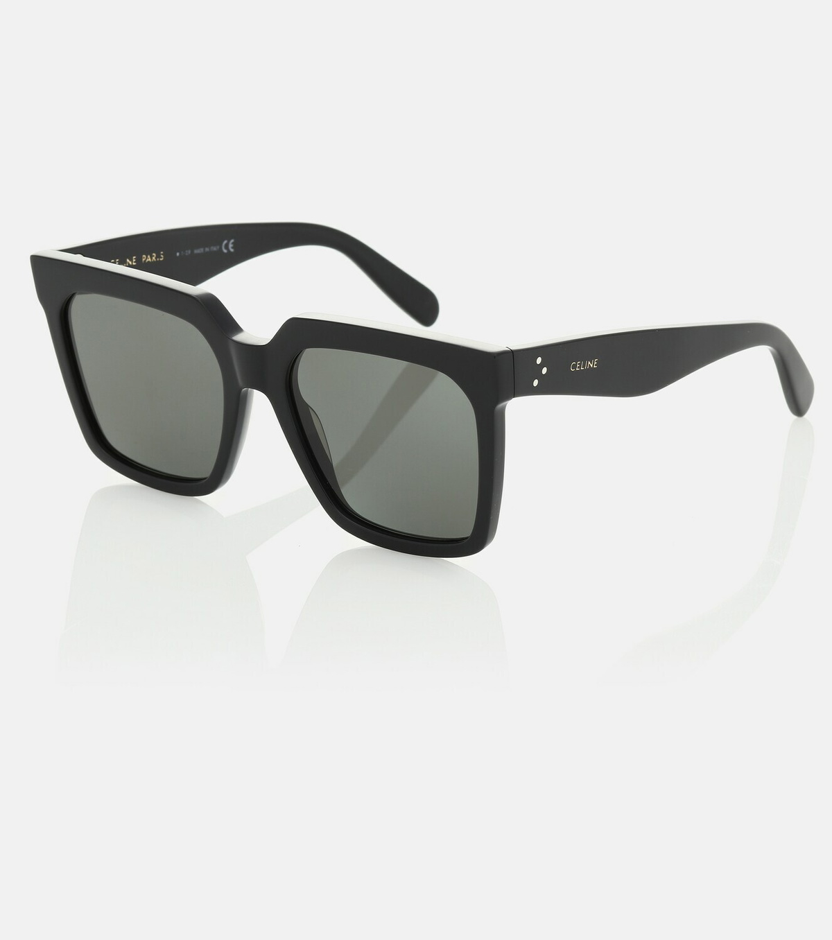 サングラス Celine Sunglasses CL40216U 01F Classic Square Acetate Celine CL40216U S (55 - 15) with Brown lenses and Black