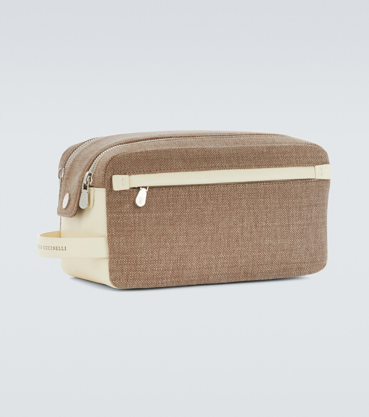 Brunello Cucinelli - Leather-trimmed cotton and linen pouch