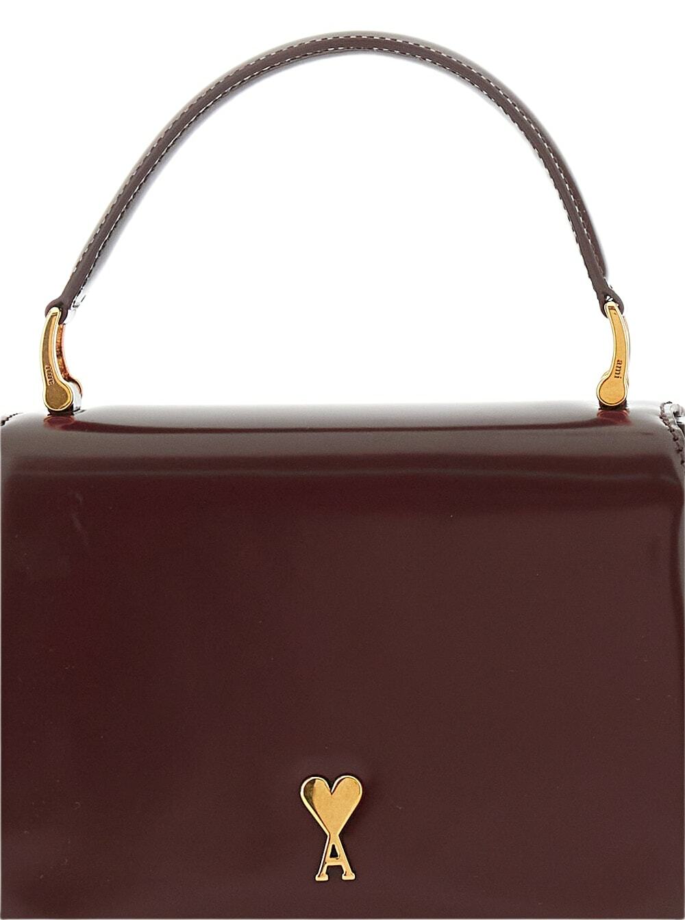Ami Alexandre Mattiussi Bordeaux Handbag With Adc Patch On The Front And Adjustable And Removable Shoulder Strap In Leather Woman