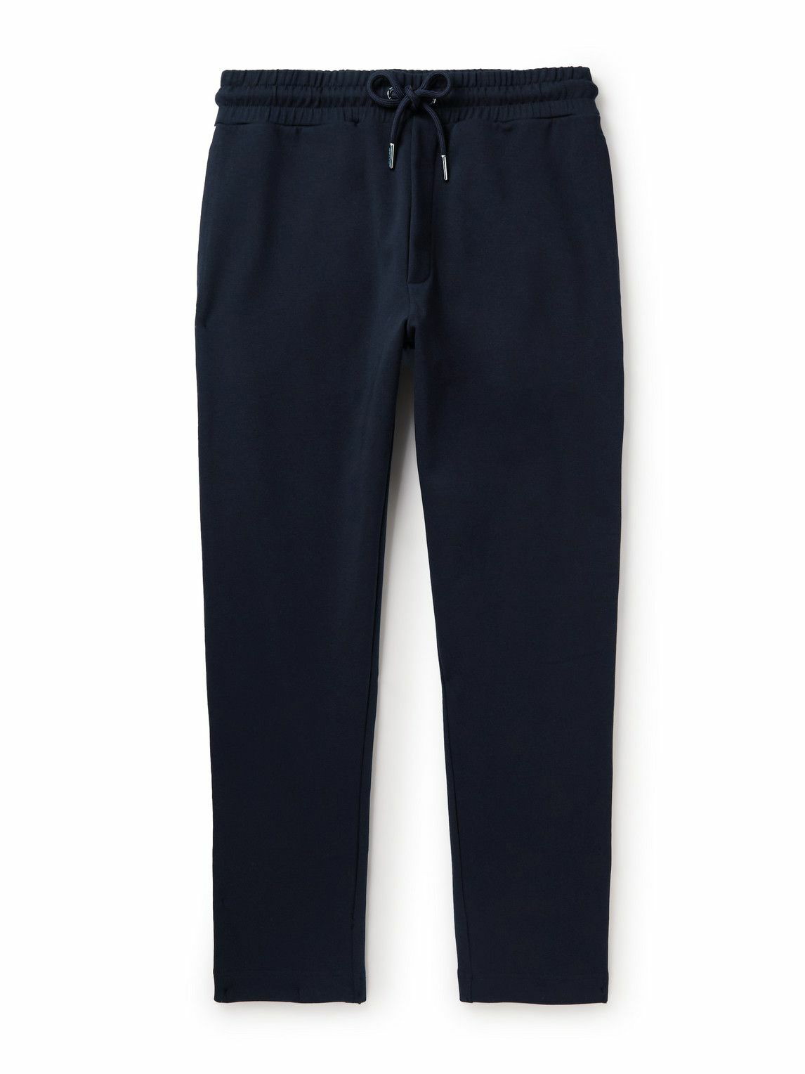 Moncler - Tapered Webbing-Trimmed Stretch-Cotton Jersey Sweatpants ...