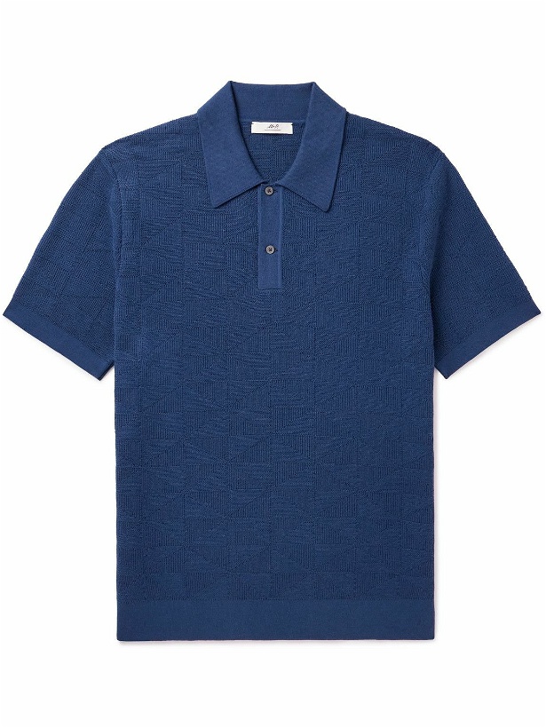Photo: Mr P. - Jacquard-Knit Cotton Polo Shirt - Blue