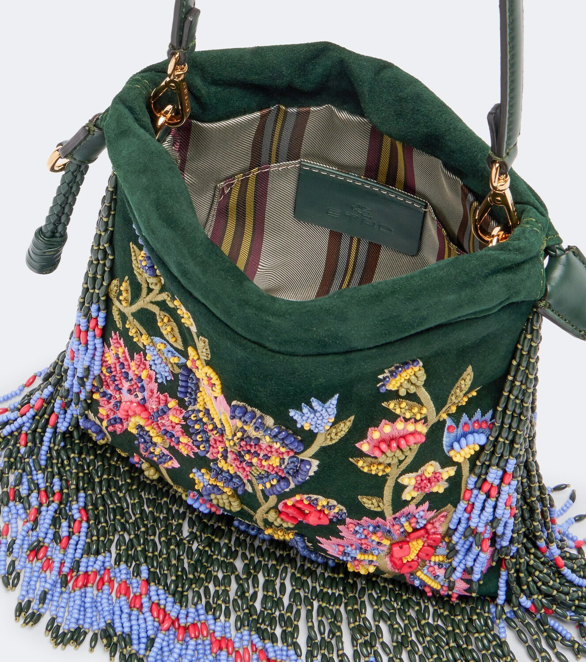 Etro Kalispera Small beaded suede shoulder bag