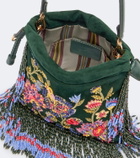 Etro Kalispera Small beaded suede shoulder bag