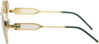 Casablanca Gold & Green Square Metal Sunglasses