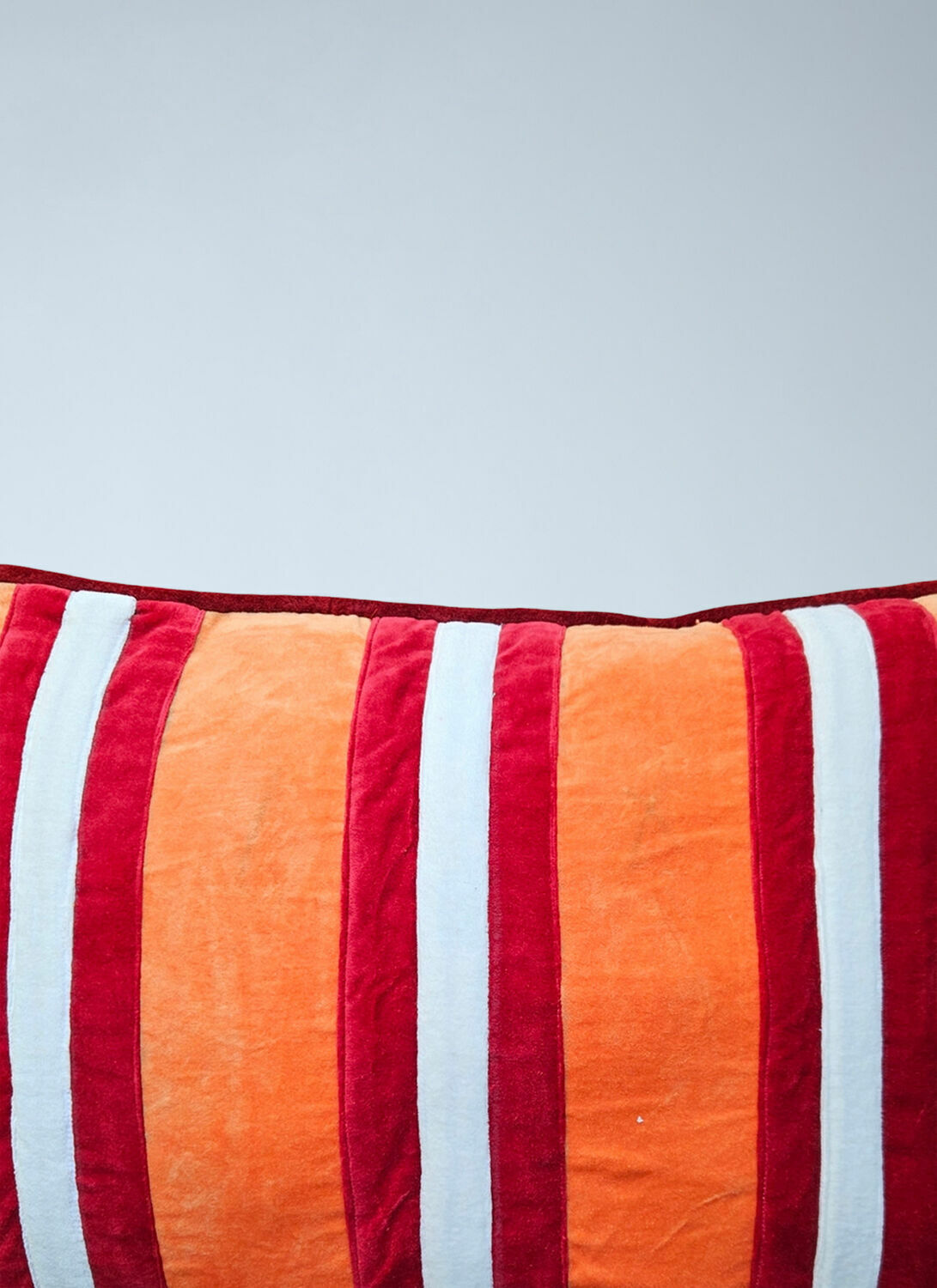 Les-Ottomans Striped Velvet Cushion