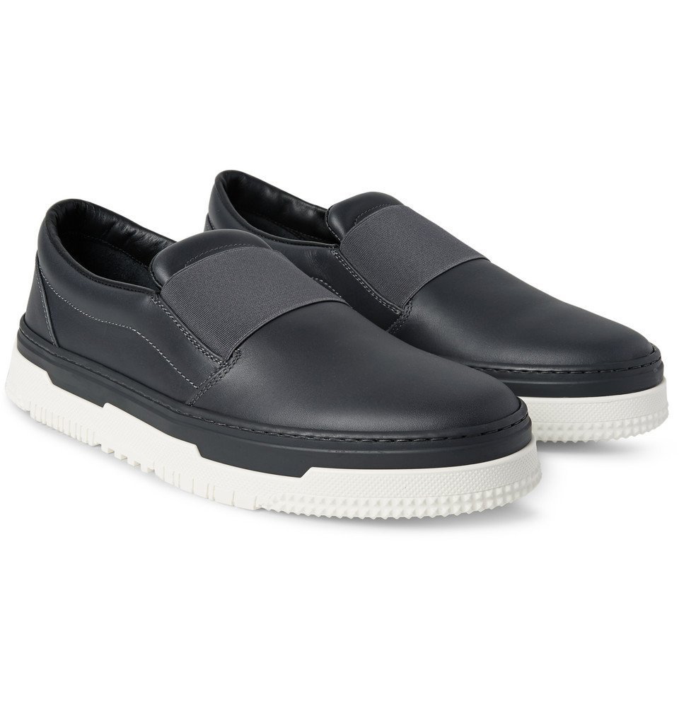 Valentino - Rubberised-Leather Slip-On Sneakers - gray Valentino