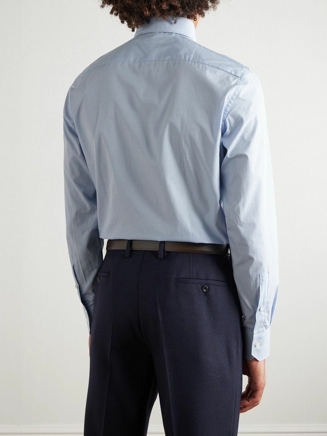 Zegna - Checked Cotton Shirt - Blue