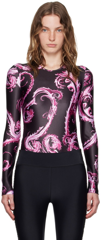 Photo: Versace Jeans Couture Black & Pink Chromo Couture Bodysuit