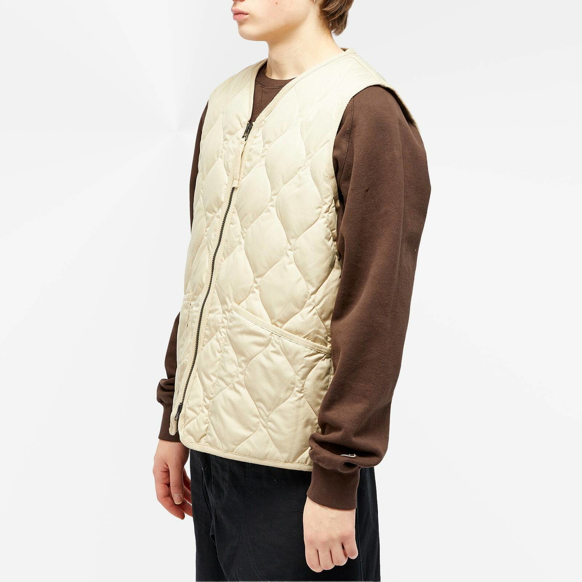Taion Men's Military Zip Down Vest in Cream
