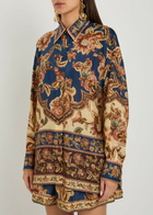 Zimmermann Aster Printed Silk Shirt Navy