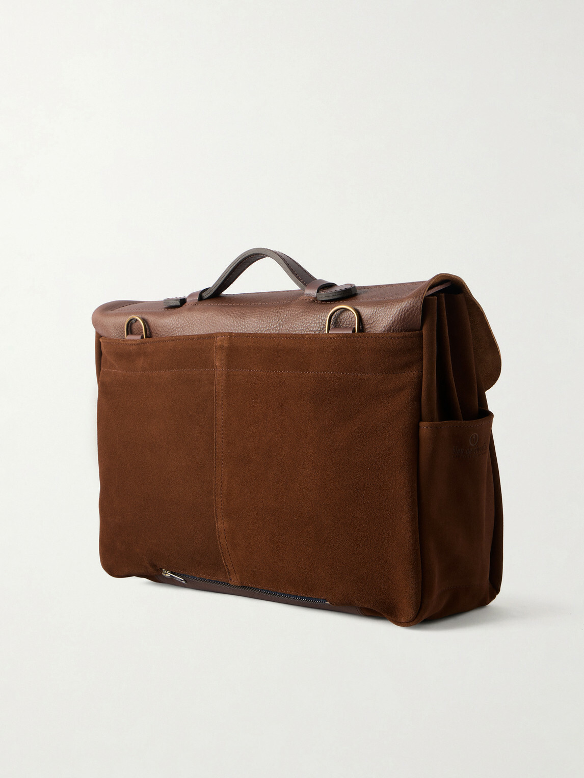 Bleu de Chauffe - Charles Leather-Trimmed Suede Briefcase