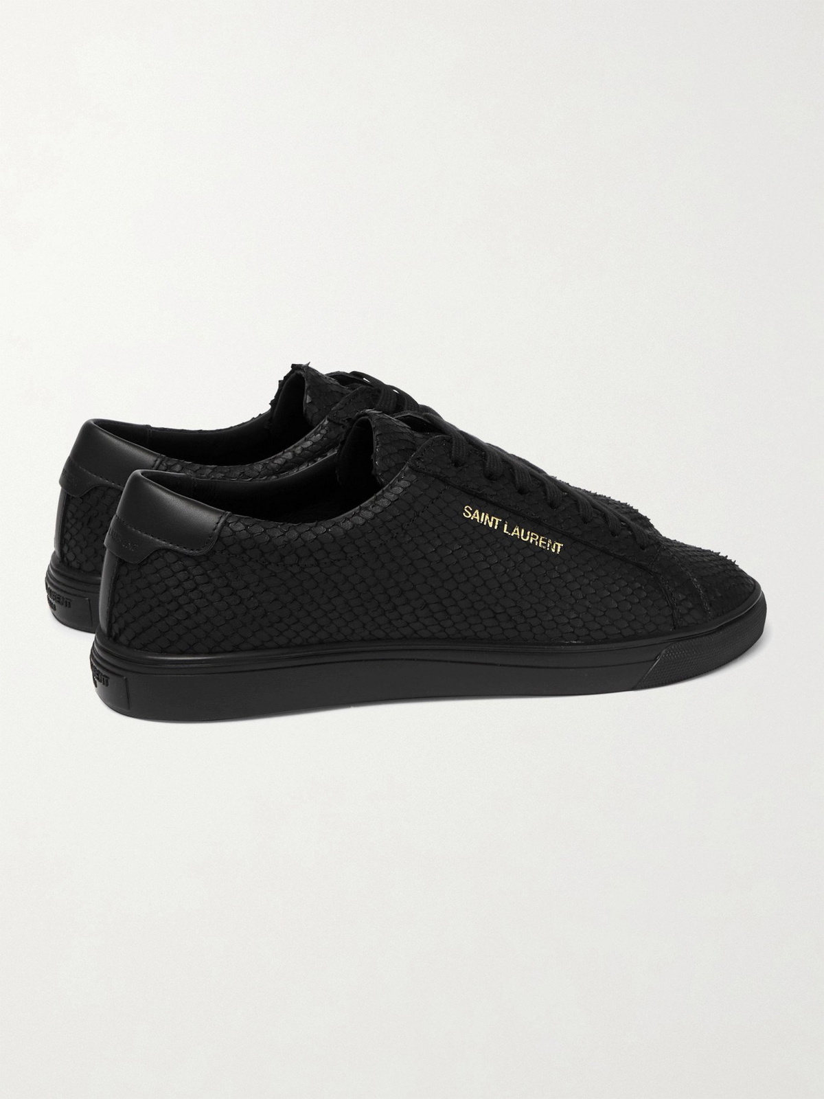 SAINT LAURENT - Andy Snake-Effect Leather Sneakers - Black Saint