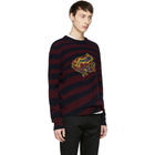 Paul Smith Burgundy and Navy Wool Frog Sweater