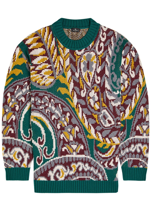 Photo: Etro Patterned Wool-blend Jumper Multi Print